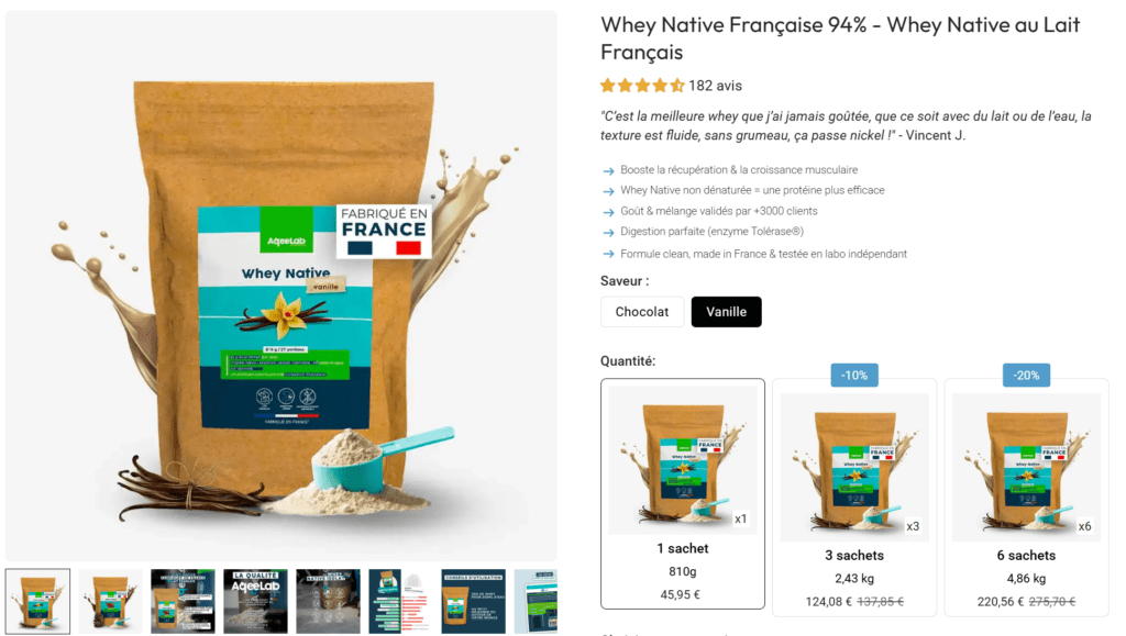 prix de la whey native Aqeelab