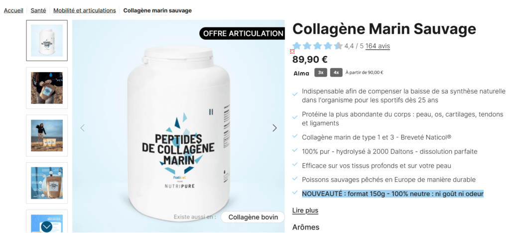 prix Peptide de Collag&egrave;ne Nutripure marin