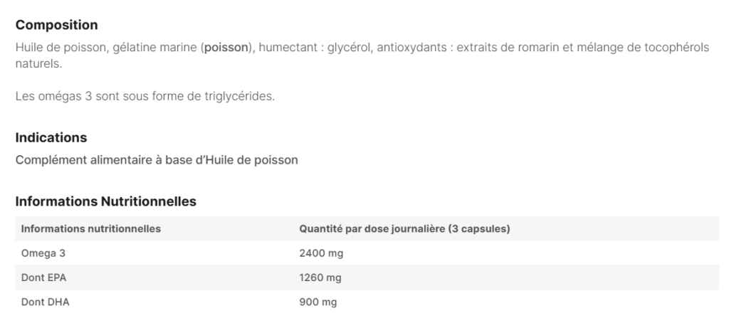 composition ingrédients oméga 3 nutripure