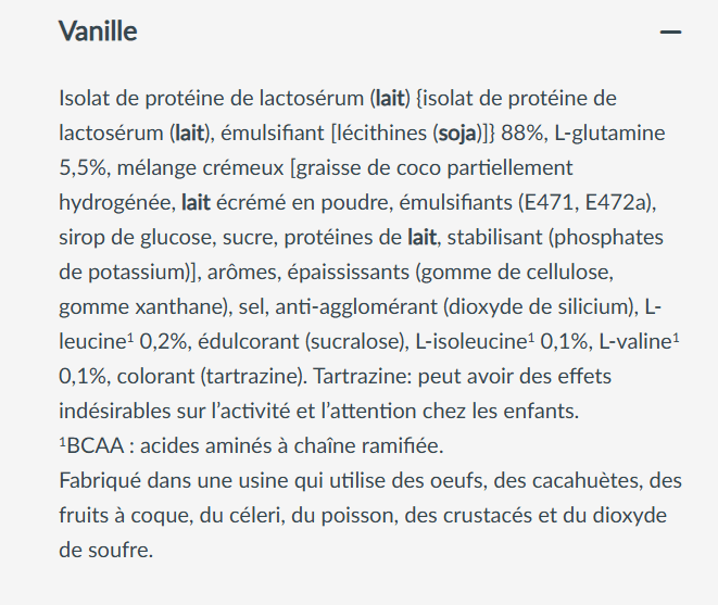 composition iso whey zero biotech vanille