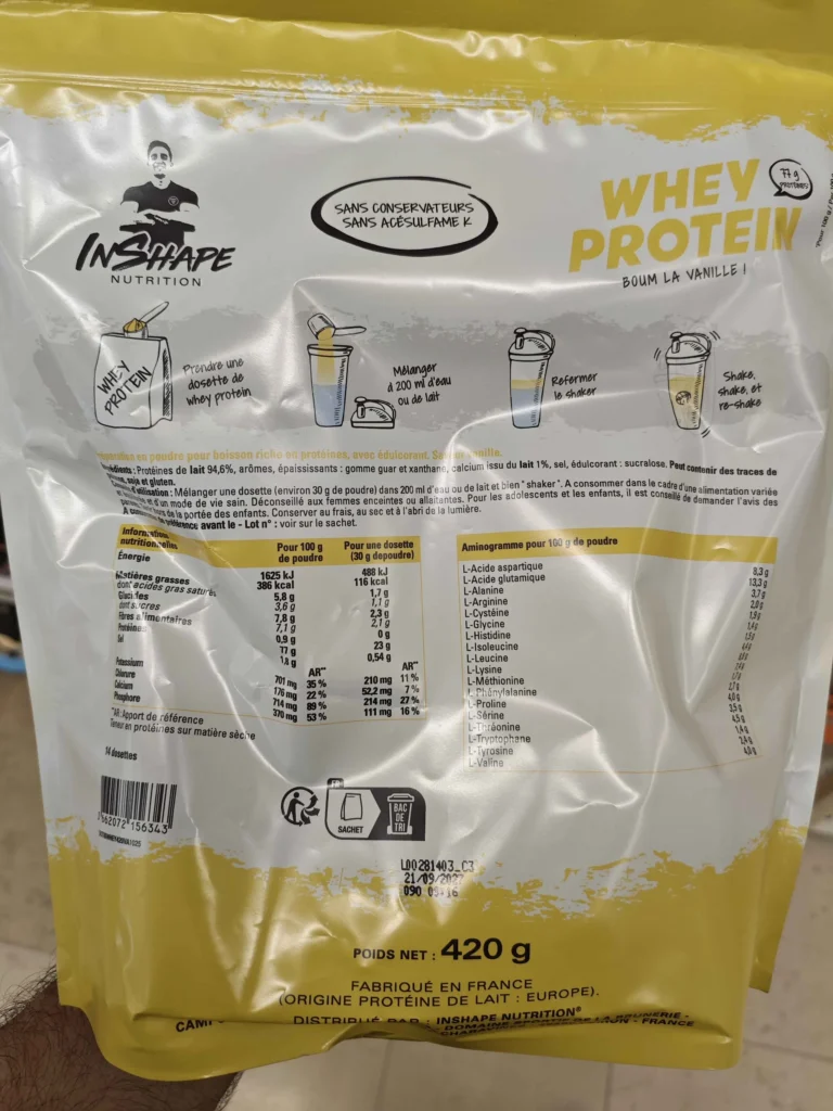 composition whey inshape nutrition