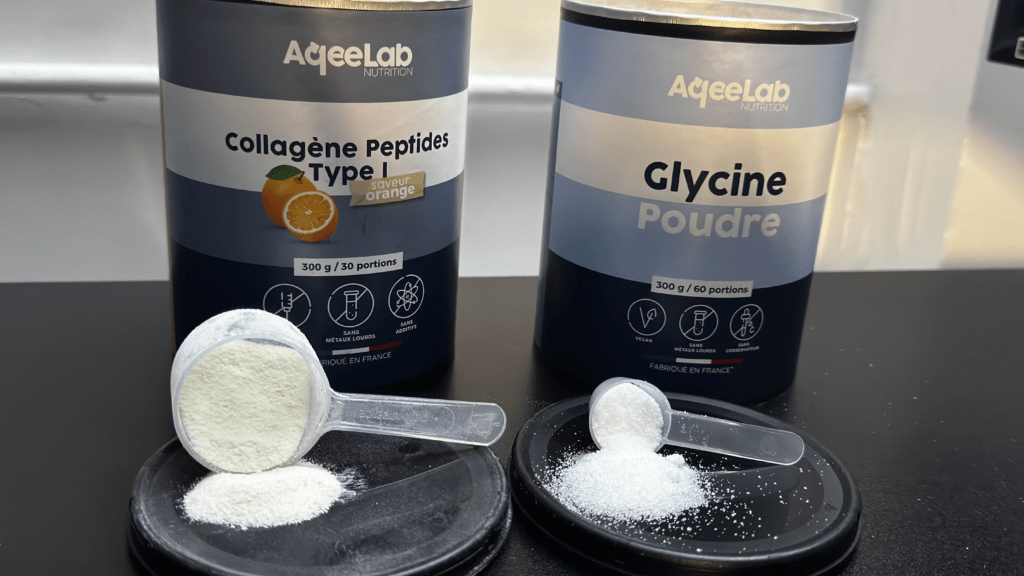 glycine et colla&egrave;gne de chez Aqeelab que je consomme en ce moment