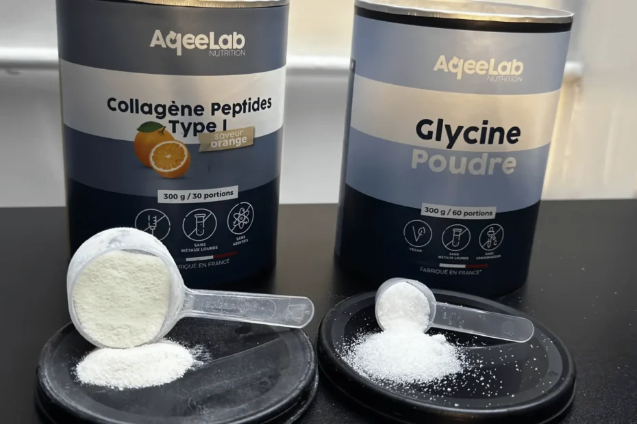 glycine et colla&egrave;gne de chez Aqeelab que je consomme en ce moment