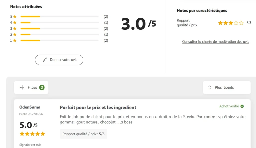 avis clients Whey Auchan Eat'n Move