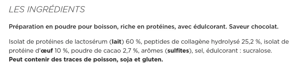 ingr&eacute;dients Whey Arkens Black Protein