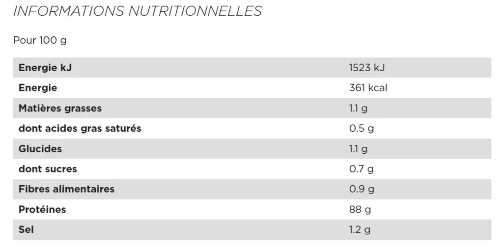 valeurs nutritionnelles Whey Arkens Black Protein