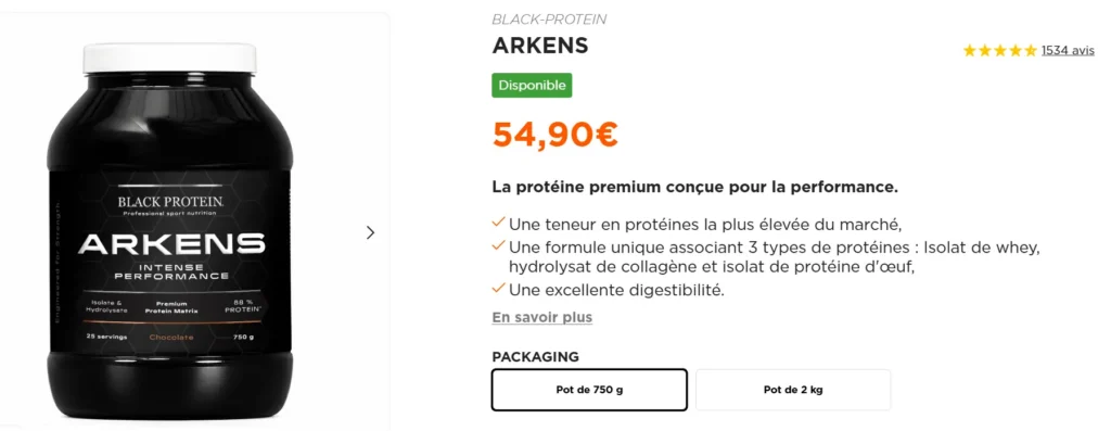 prix Whey Arkens Black Protein