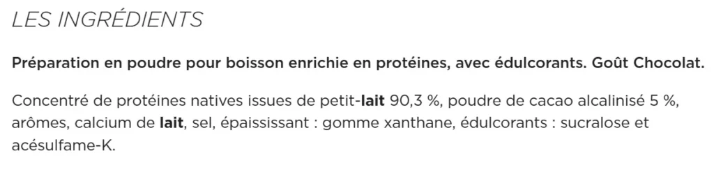 composition Whey Xnativ