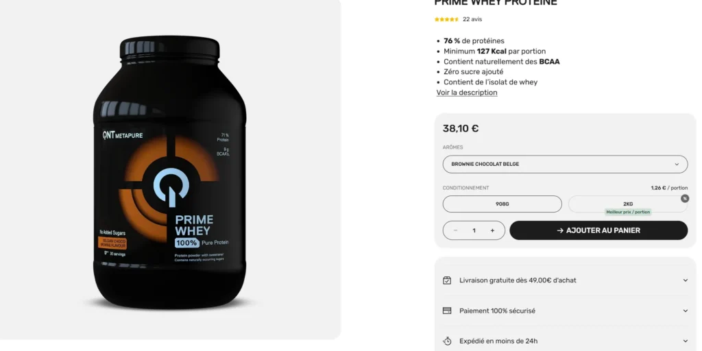 prix Whey prime QNT Sport