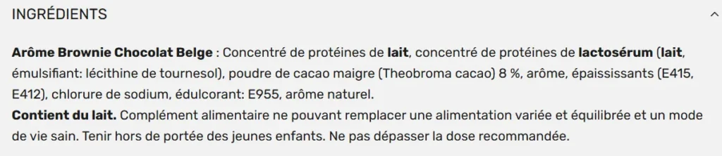 ingr&eacute;dients Whey prime QNT Sport