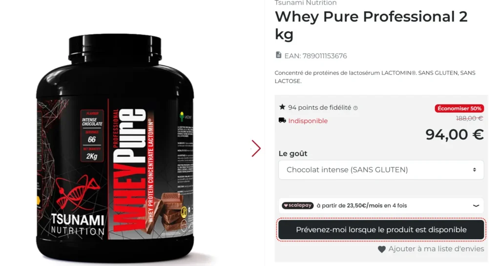 prix Whey Pure Professional tsunami nutrition