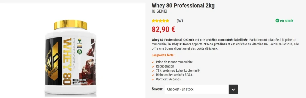 prix Whey 80 Professional IO Genix 