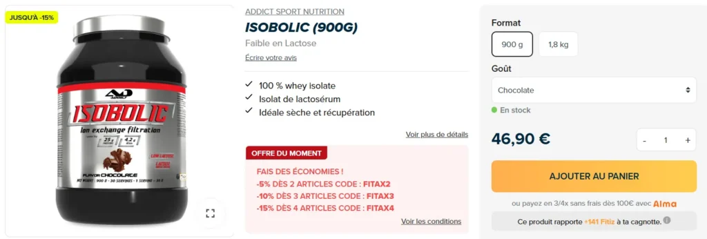 prix whey Addict Sport Nutrition isobolic