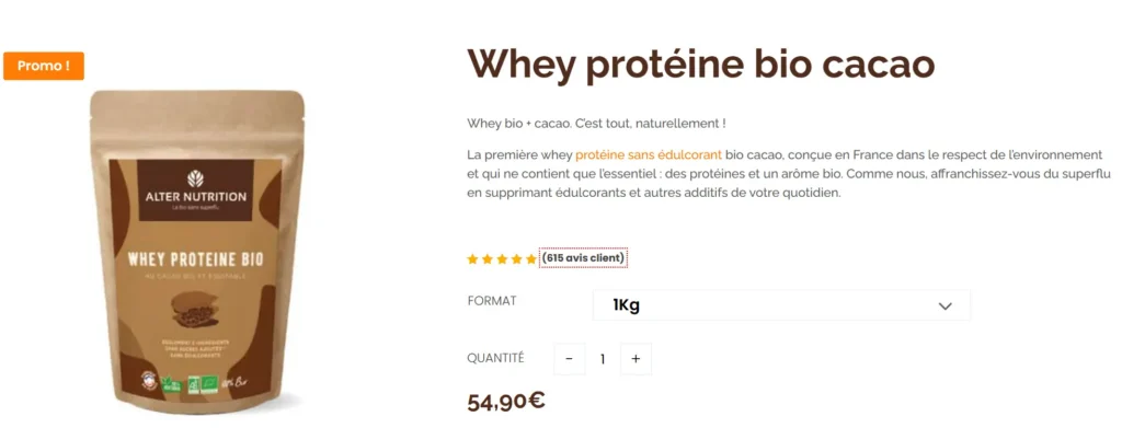 prix Whey Bio Alter Nutrition