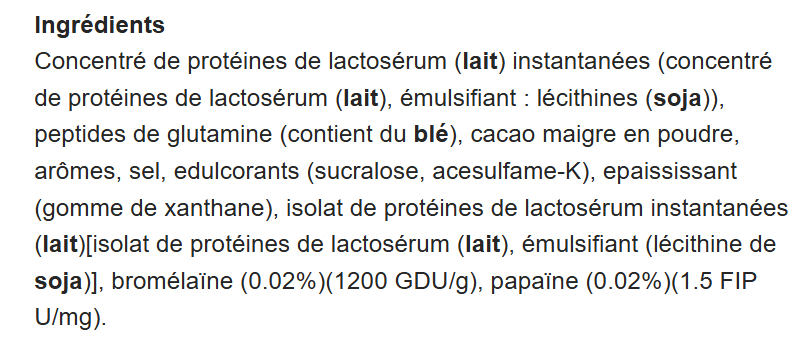 ingr&eacute;dient whey mymuscle