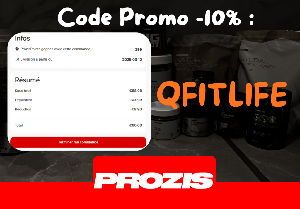 code promo Prozis influenceur -10% de r&eacute;duction avec cadeaux valide
