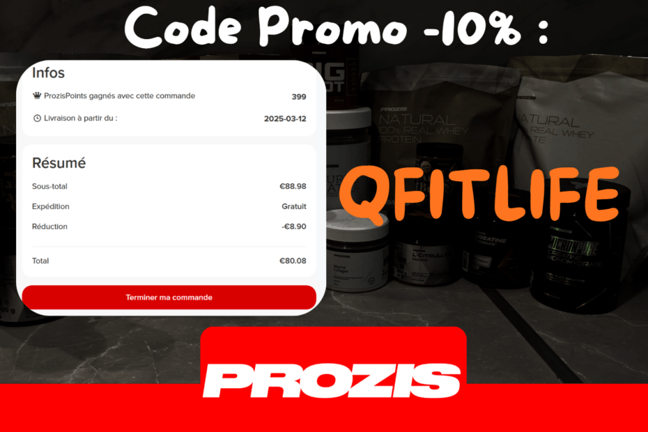 code promo Prozis influenceur -10% de r&eacute;duction avec cadeaux valide
