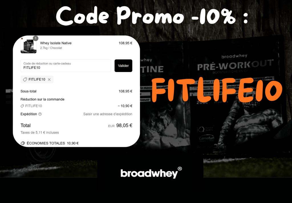 code promo broadwhey influenceur -10% de réduction valide