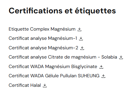Certificats tra&ccedil;abilit&eacute;s Nutrielement
