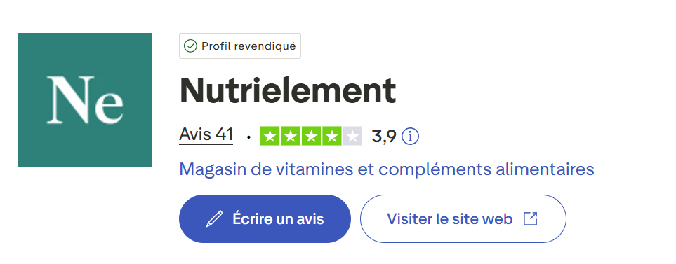 fiche Trustpilot de nutrielement