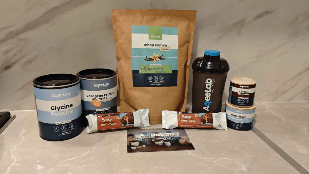 Les produits de la marque aqeelab nutrition que j'ai testé chez moi