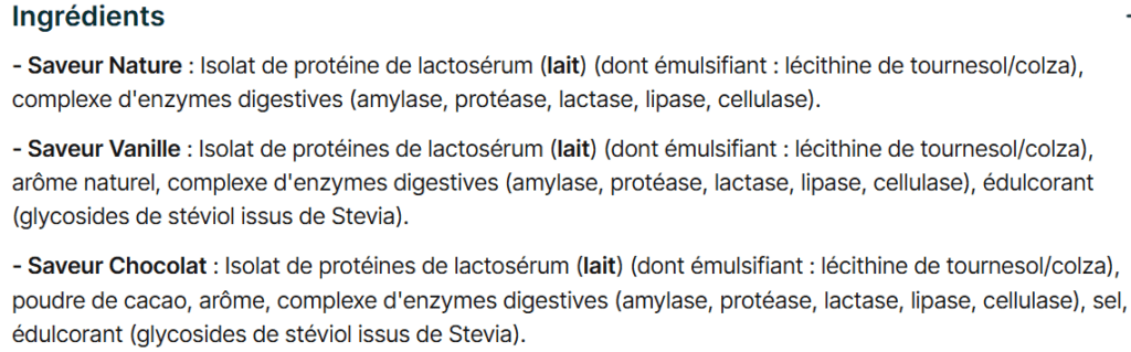 composition whey novoma