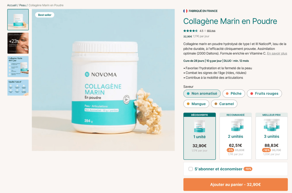 Prix tarifs collag&egrave;ne marin novoma