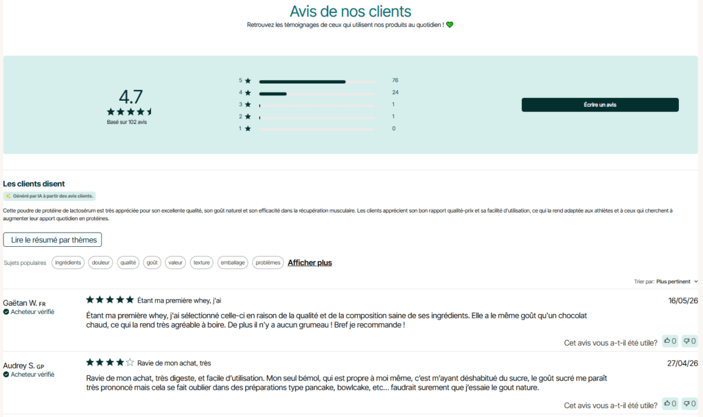 avis clients whey isolat native novoma