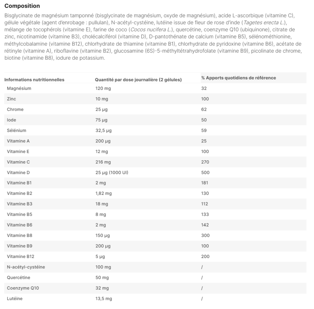 composition Multivitamines Nutripure