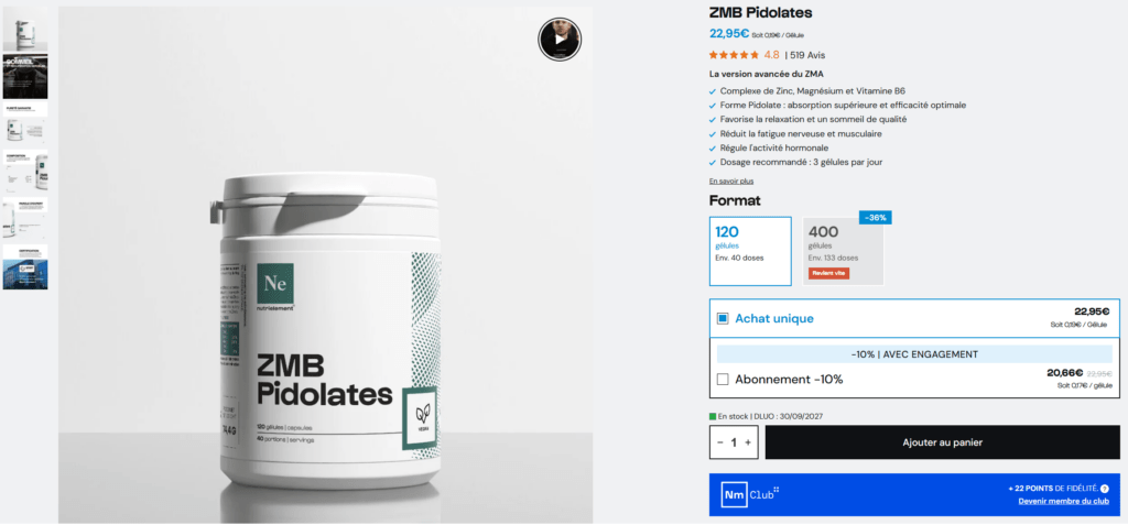 prix ZMB Nutrimuscle