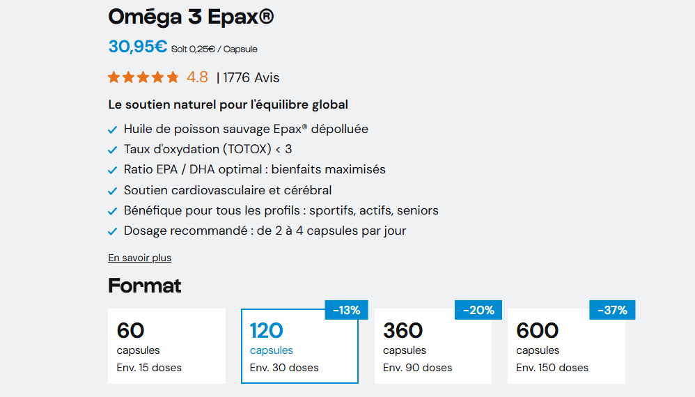 prix om&eacute;ga 3 Nutrimuscle