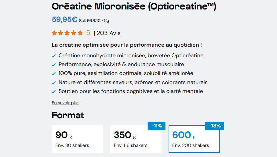 prix cr&eacute;atine nutrimuscle