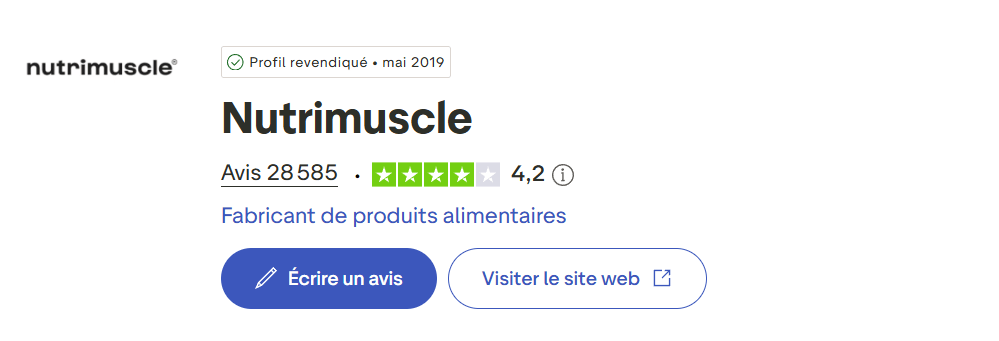 avis clients Trustpilot Nutrimuscle