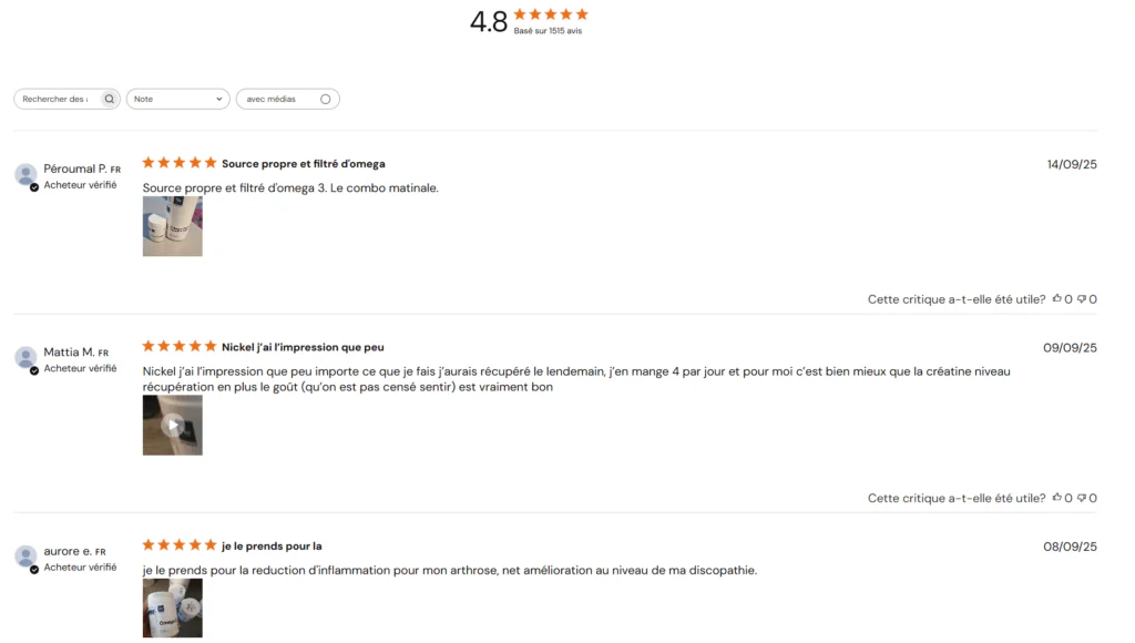 Avis Om&eacute;ga 3 Nutrimuscle