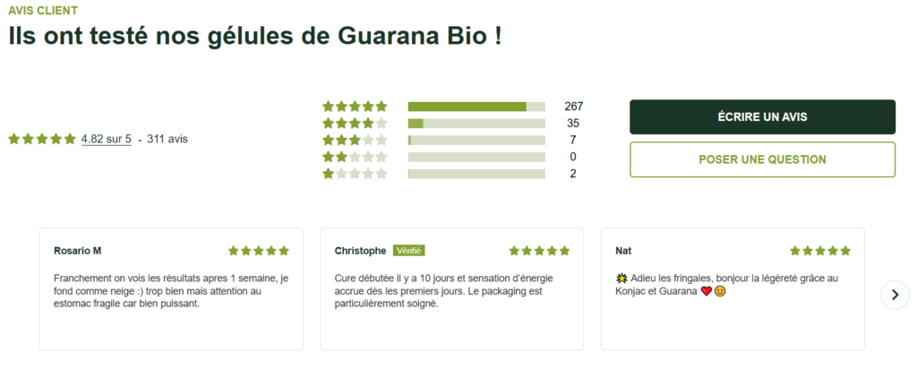 Avis clients Guarana Amoseeds