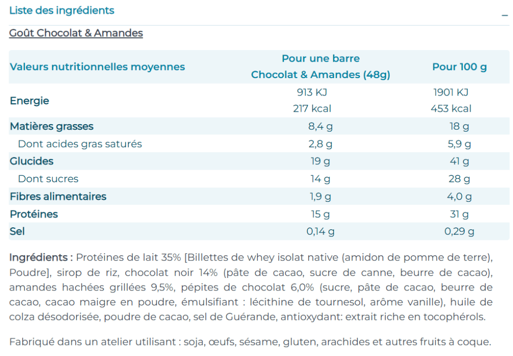 Composition Barre Nutri&Co