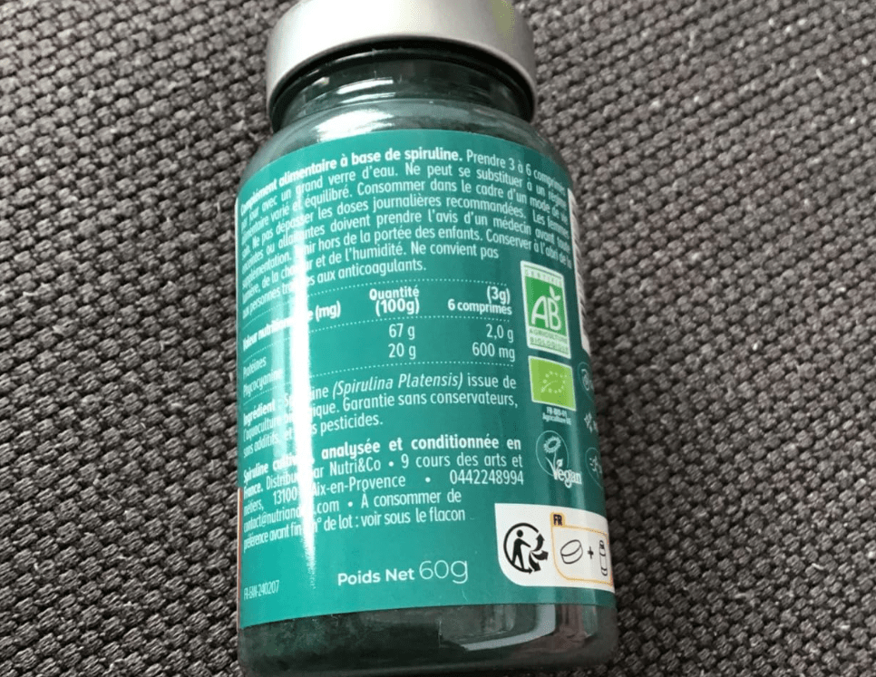 composition spiruline Nutri&co