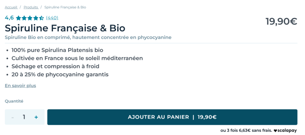 Prix Spiruline Nutri&Co
