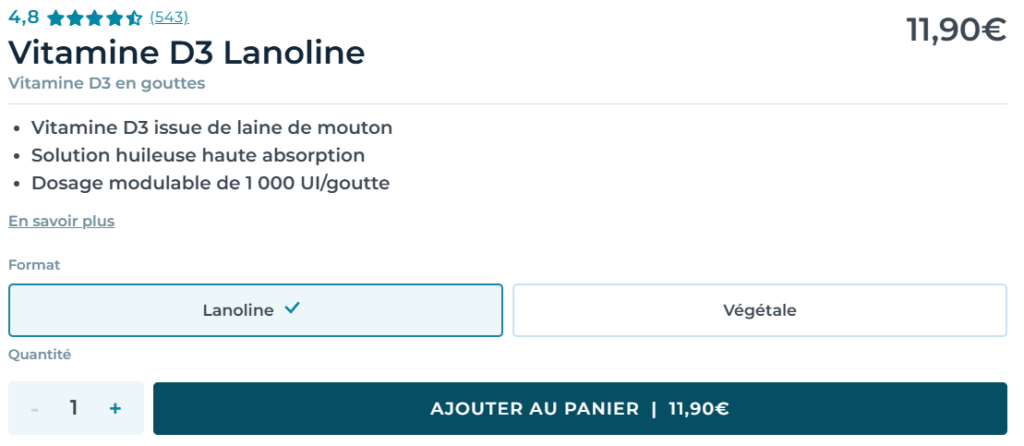 prix vitamine d nutri&co