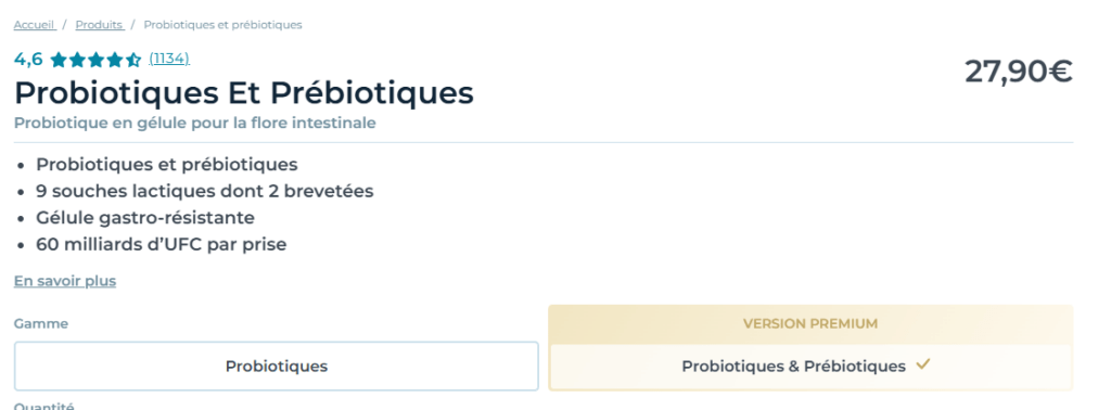 les deux versions de probiotiques nutri&co