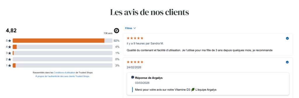 avis clients Vitamine D Argalys