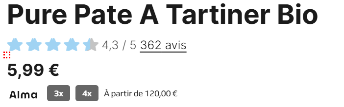 prix Pure Pâte à Tartiner Nutripure