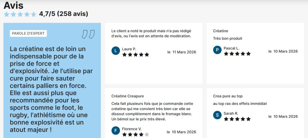 avis clients créatine Nutripure