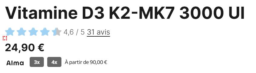 prix Vitamine D3 Nutripure