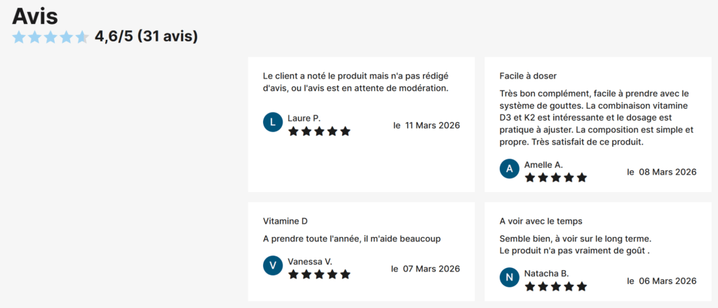 avis clients Vitamine D3 Nutripure