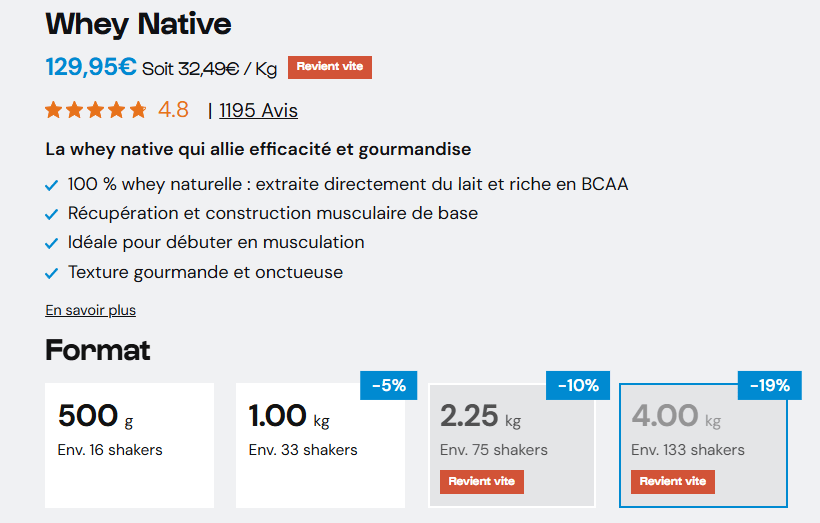 prix whey native nutrimuscle