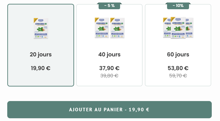 prix ashwagandha Nutrivie