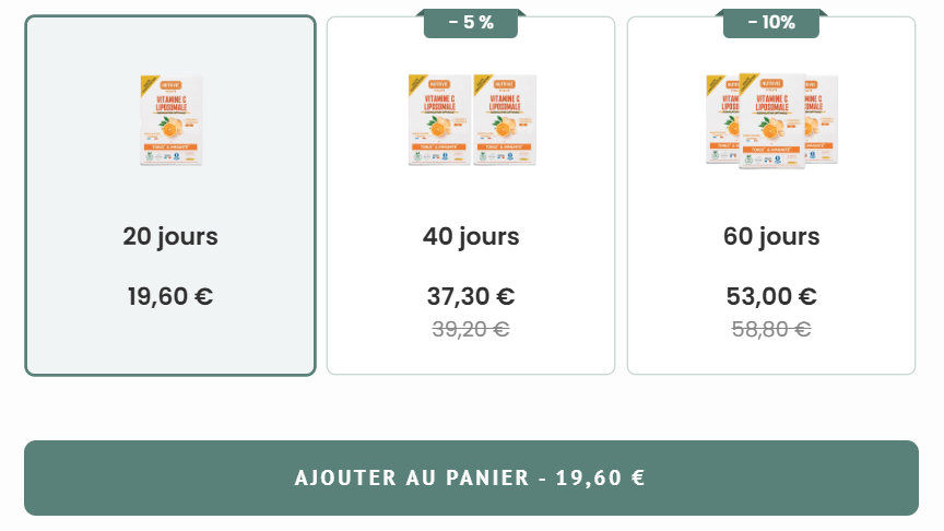 prix Vitamine C liposomale Nutrivie