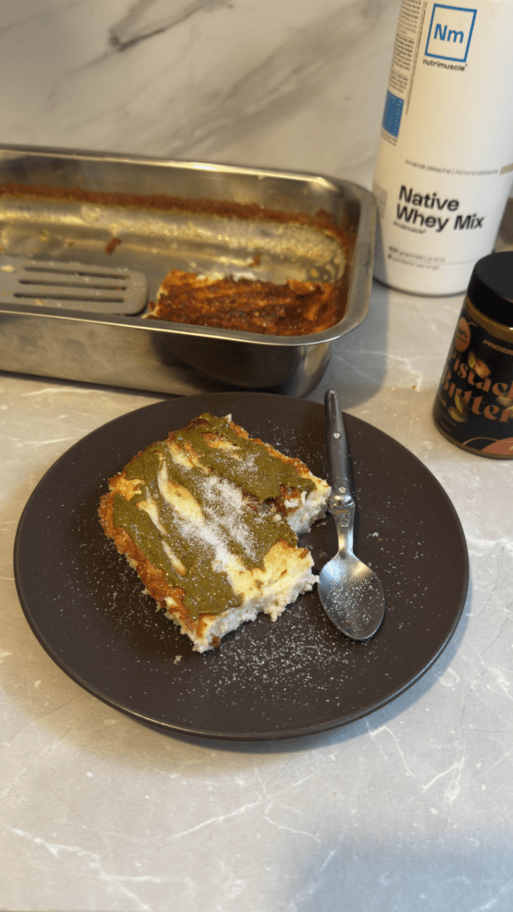 ma recette de flan pistache avec de la whey protimuscle nutrimuscle