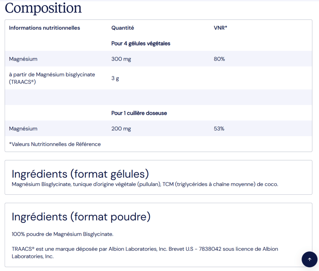 composition magnesium bisglycinate  Dynveo